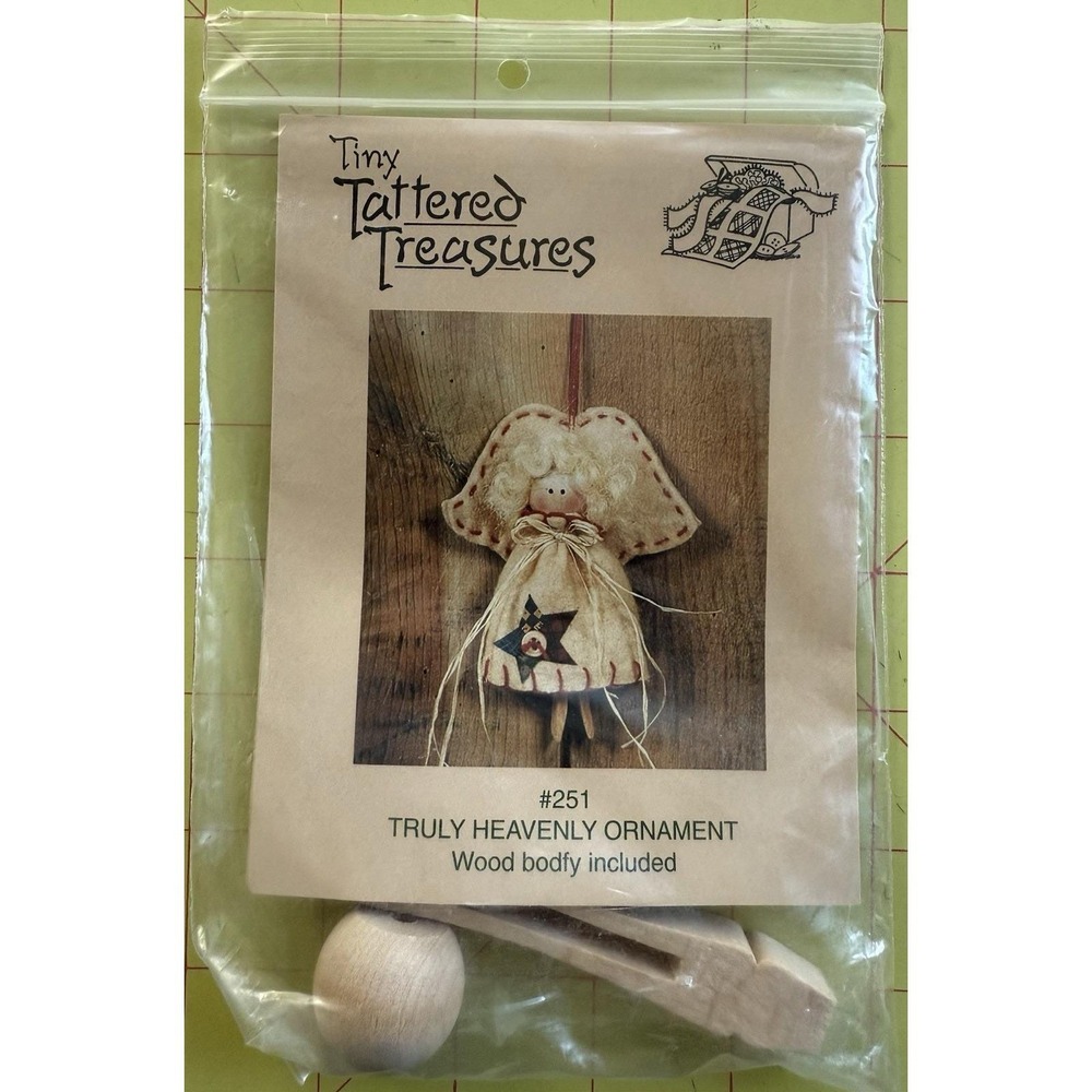 Tiny Tattered Treasures Pattern: TRULY HEAVENLY ORNAMENT w Wood Pin & Ball Uncut